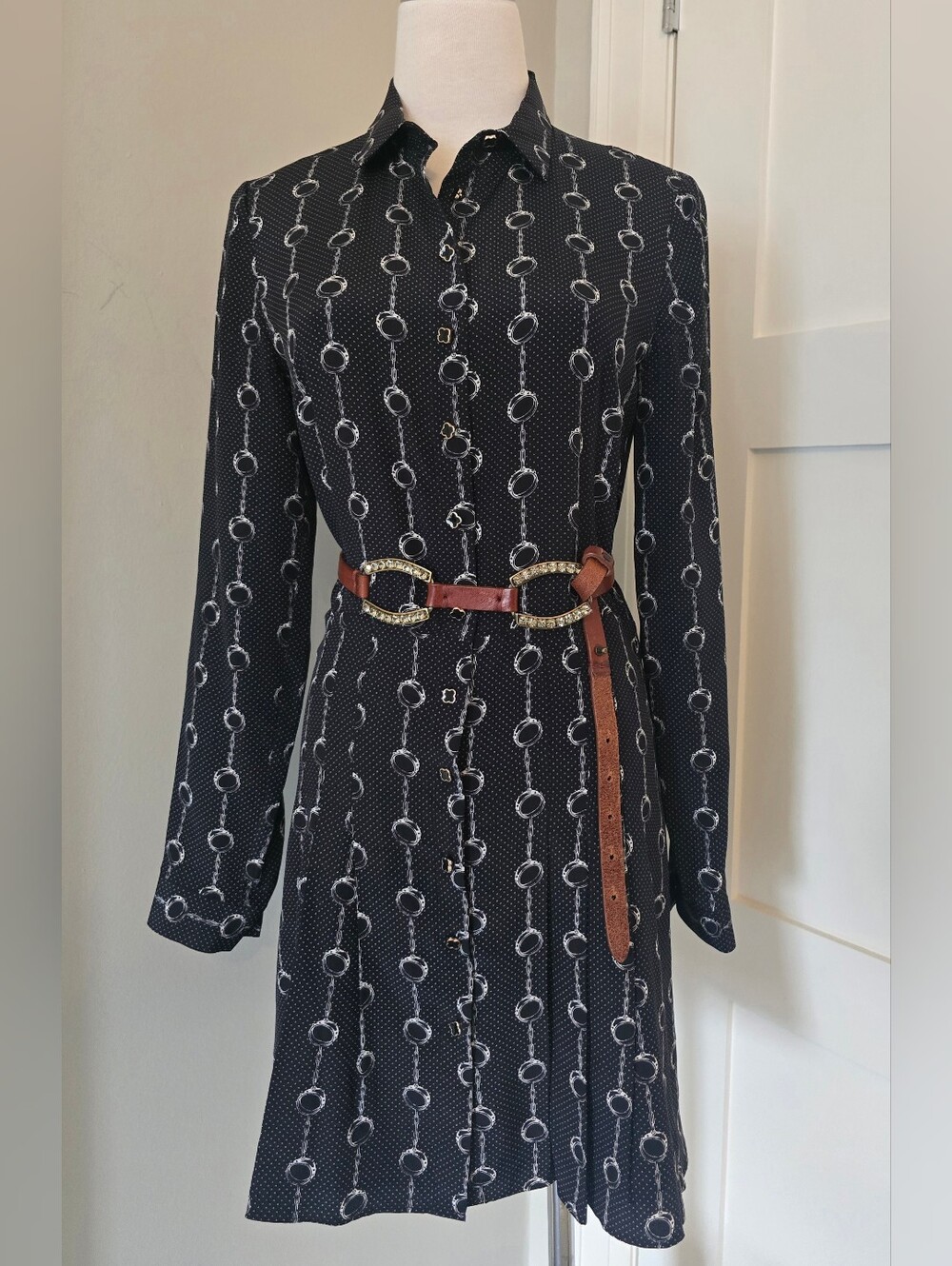 The Kooples Black Silk pleated dress, size 2 without the belt